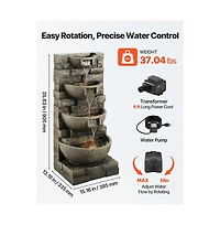 Outdoor 4-Tier Block Stack Yard Fountain for Garden or Patio