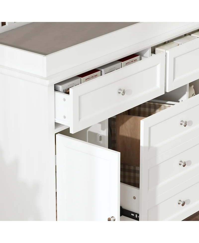 Homsee Changing Table, Chest of Drawers, Dresser with 3 Drawers, 4 Shelves and 2 Doors.