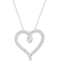 Macy's Diamond Heart Pendant Necklace (1 ct. t.w.) in 10k White Gold