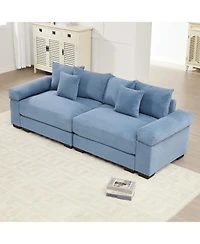 Streamdale Furniture Streamdale 92" Oversized Cloud Modular Sectional Couch, Corduroy, Blue