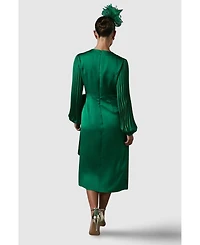 Coast Women's Satin Pleated Wrap Dress