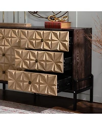 Streamdale Furniture Streamdale Solid Wood Sideboard with Geometric Pattern, 6 Drawers