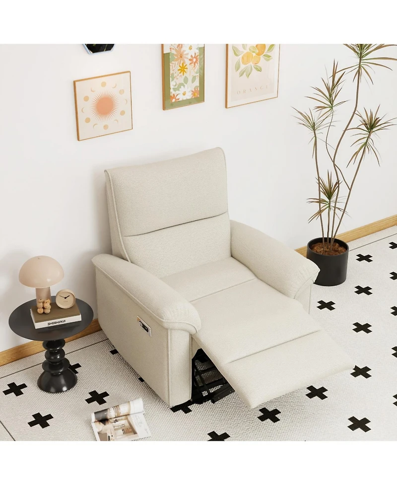 Streamdale Furniture Streamdale Wall Hugger Zero Wall Power Recliner Chair with Usb (Beige-gray