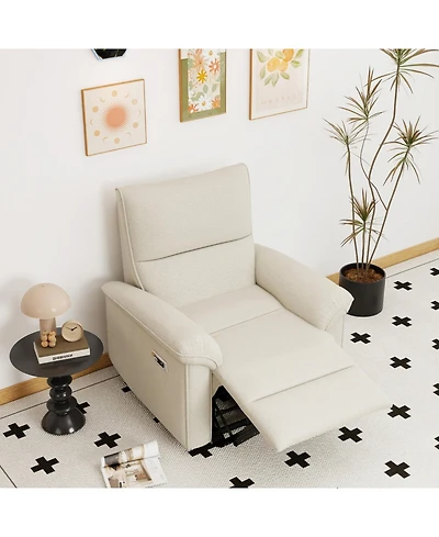 Streamdale Furniture Streamdale Wall Hugger Zero Wall Power Recliner Chair with Usb (Beige-gray