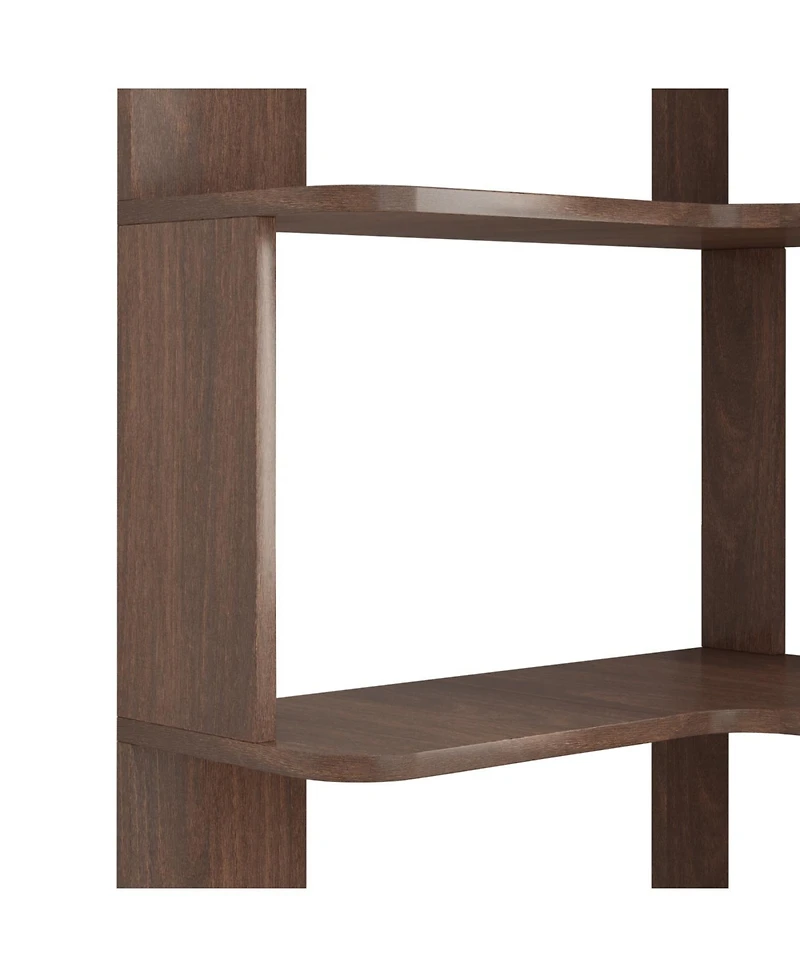 Streamdale 6 Tier L-Shaped Corner Bookshelf with Anti-Drop & Anti-Tipping Device - Dark Brown