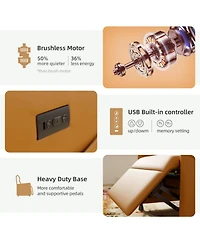 Streamdale Brown Leather Electric Recliner Chair with Footrest & Padded Seat