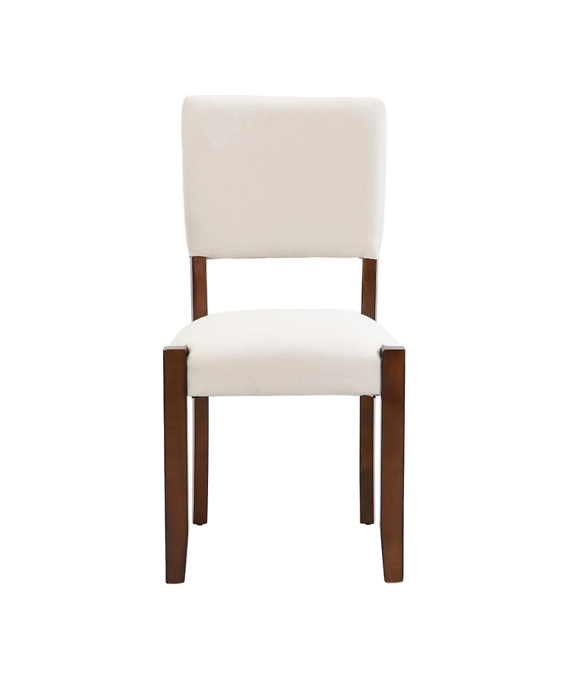 Streamdale Upholstered Dining Chairs Set of 4, Ergonomic Kitchen Chairs with Solid Rubber Wood Legs, Beige