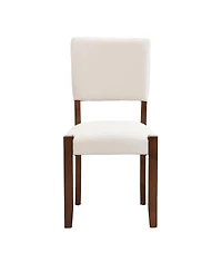 Streamdale Upholstered Dining Chairs Set of 4, Ergonomic Kitchen Chairs with Solid Rubber Wood Legs, Beige