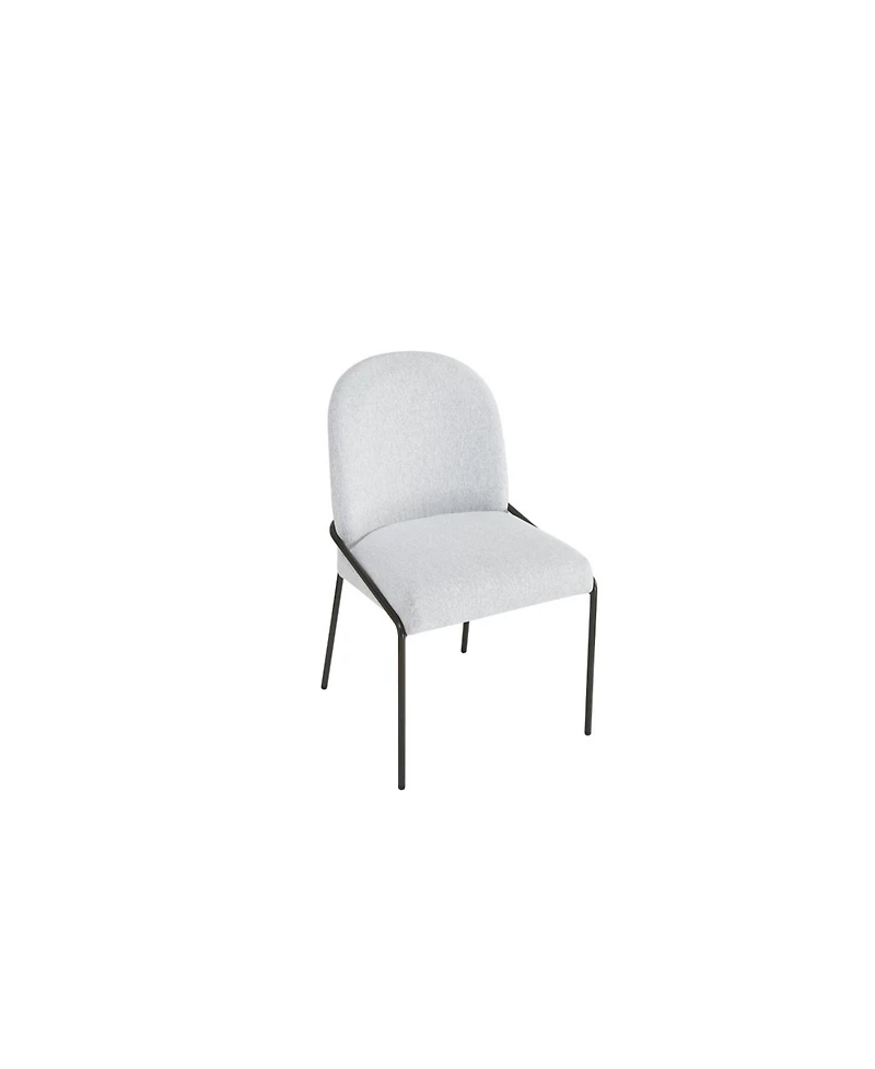 Streamdale Modern Dining Chair Set of 2, Light Grey Linen Fabric, Bronze Frame