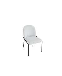 Streamdale Modern Dining Chair Set of 2, Light Grey Linen Fabric, Bronze Frame