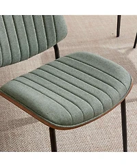 Streamdale Furniture Dining Chairs Set of 2 Mid Century Modern Retro Linen Chair (Olive Green)