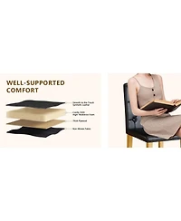Streamdale 4-pack black Pu ergonomic dining chairs with golden metal legs