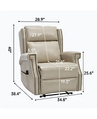 Streamdale Furniture Beige Faux Leather Manual Recliner Chair with 8 vibrating nodes & 3 massage modes.
