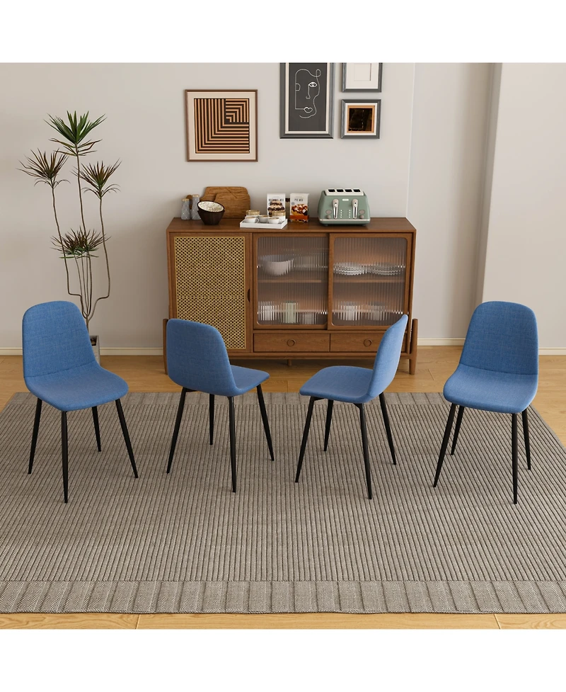 Streamdale Modern Blue Knit Dining Chairs with Iron Legs (Set of 4)