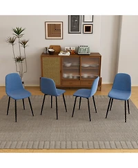 Streamdale Modern Blue Knit Dining Chairs with Iron Legs (Set of 4)