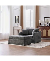 Streamdale Modern Farmhouse Performance Chair with Ottoman, Charcoal