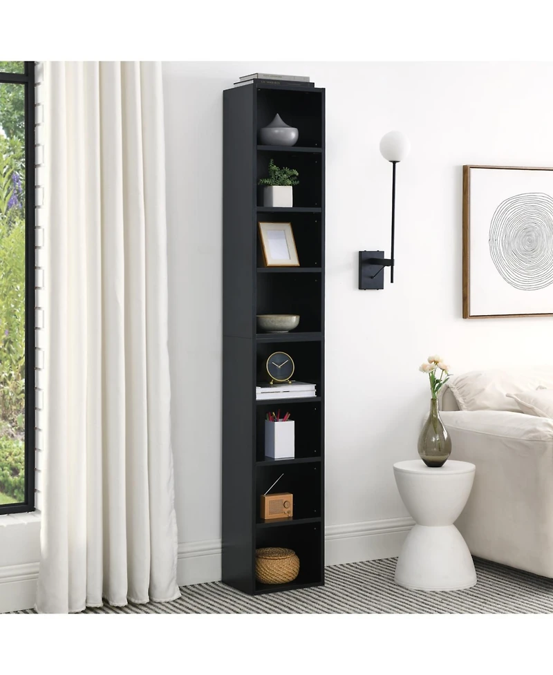 Streamdale Furniture 8-Tier Media Tower Rack Cd Dvd Slim Storage Cabinet with Adjustable Shelves