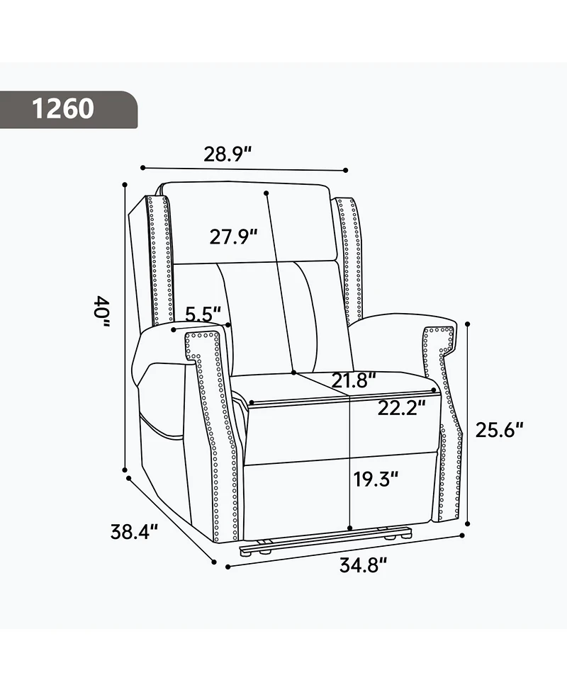 Streamdale Furniture Grey Faux Leather Manual Recliner Chair with 8 Massage Nodes