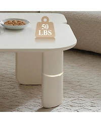 Streamdale Furniture Streamdale Modern L-Shape Coffee Table, Multi-layer Green Paint, White