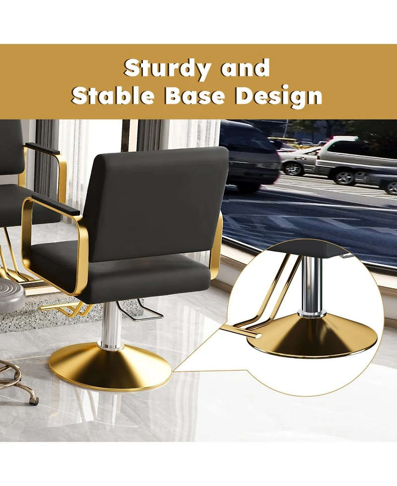 Streamdale Furniture Hydraulic Salon Chair - 360 Swivel Barber Stylist Chair (Black+Gold)