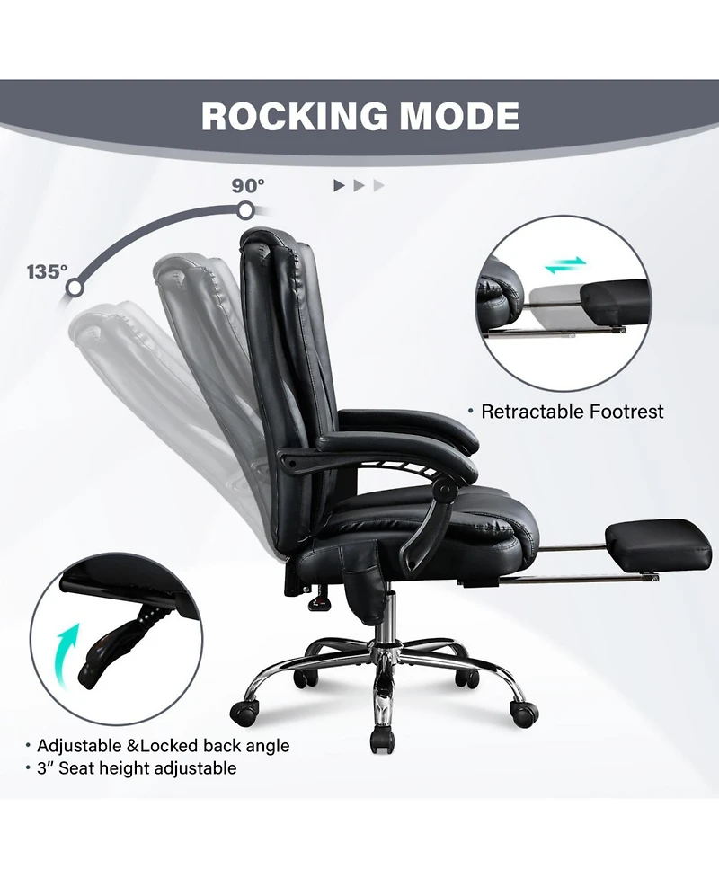 Streamdale Furniture Streamdale Massage Office Chair with Heat, Vibration, Foot Rest & Reclining Backrest