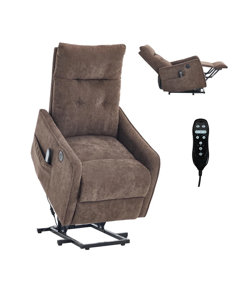 Streamdale Furniture Chenille Power Lift Recliner Chair with Massage & Heat for Elderly