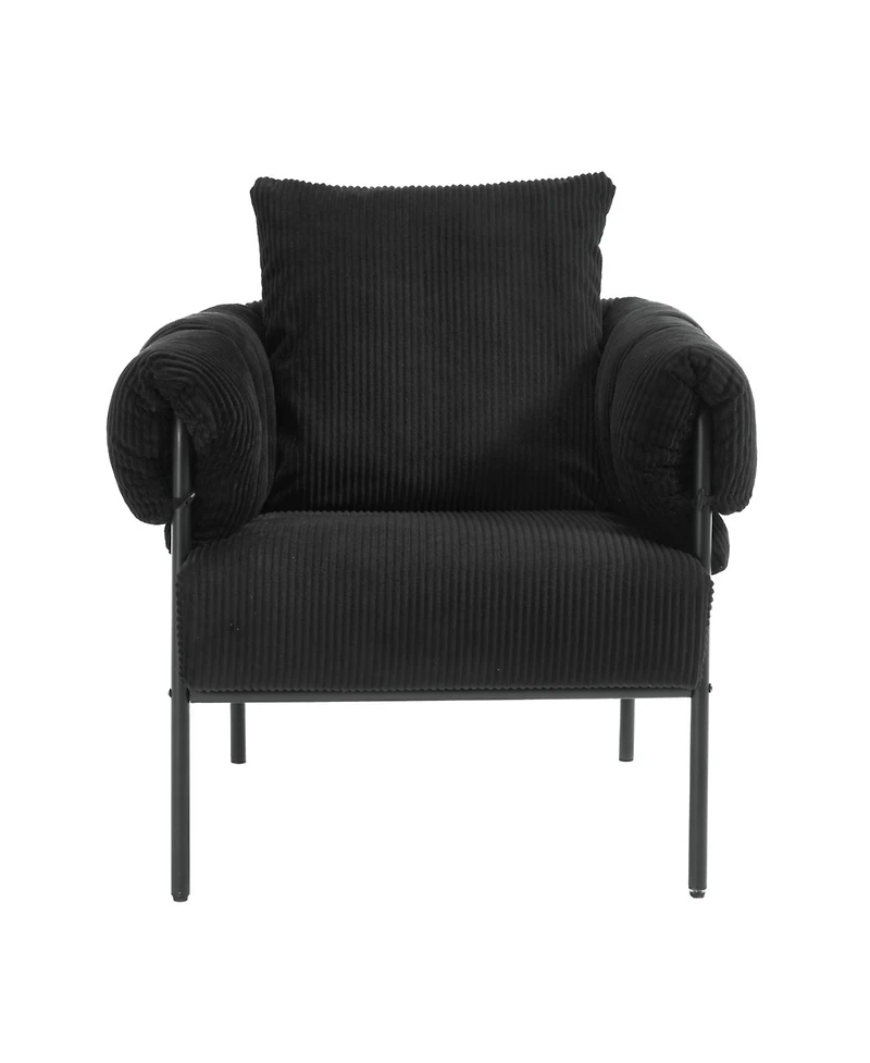 Streamdale Furniture Modern Teddy Fleece Chair with Gold Legs, Black