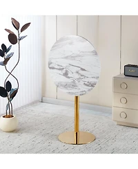 Streamdale Modern Gold Bar Table Set with 2 Adjustable Stools, Round Marble Pub Table