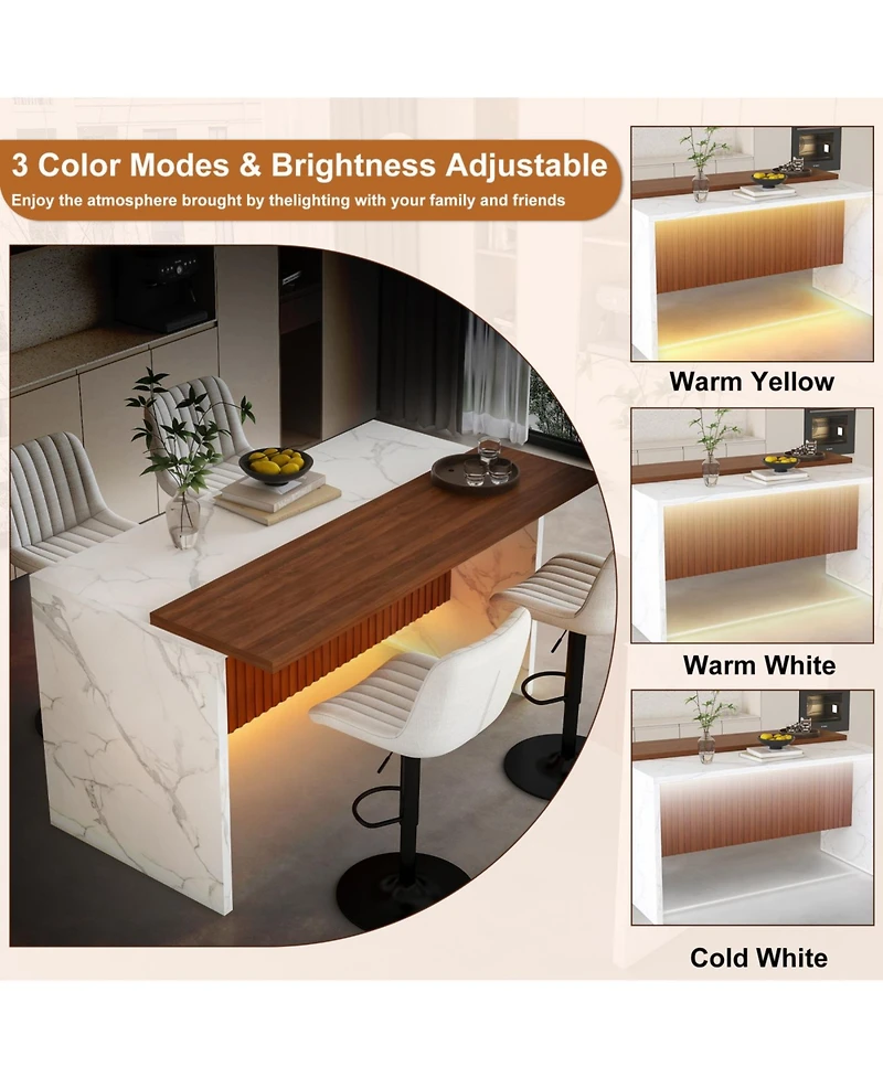 Streamdale Modern Kitchen Island Set with 4 Beige Bar Stools