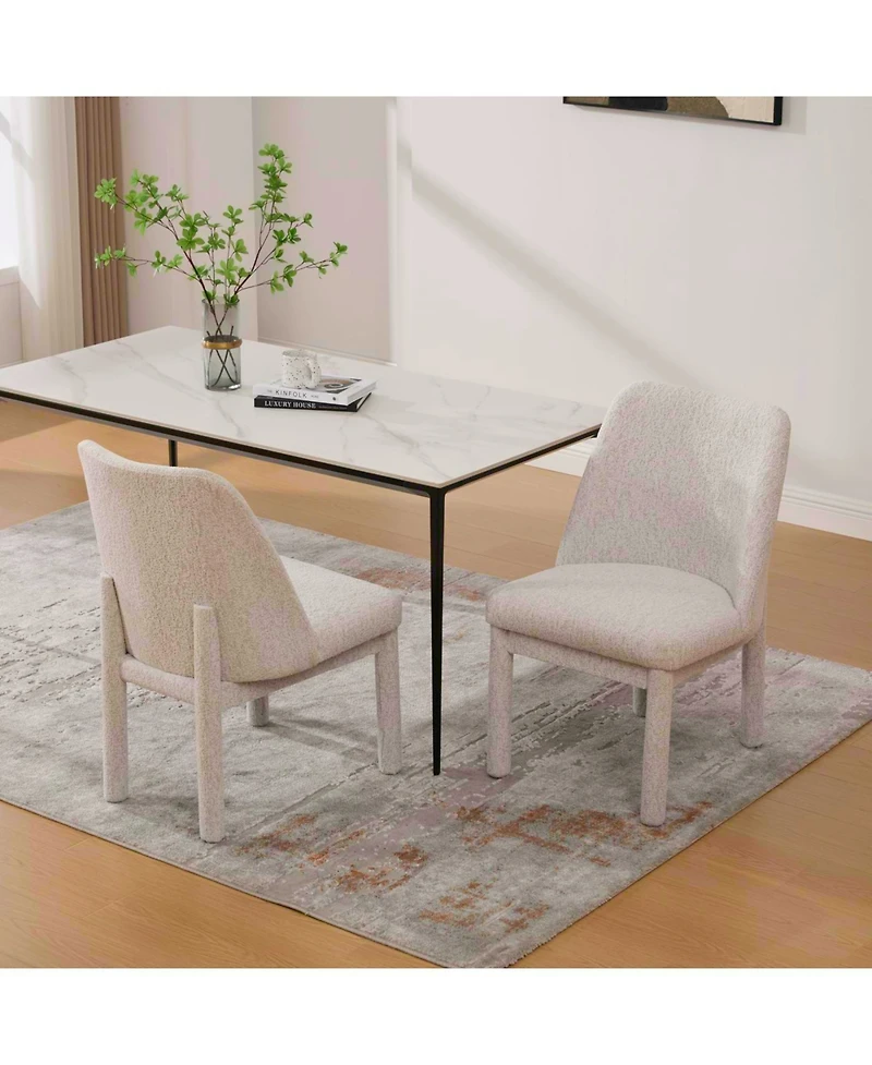 Streamdale Furniture Modern Minimalist Chenille Dining Chair Set (Set of 2) - Beige