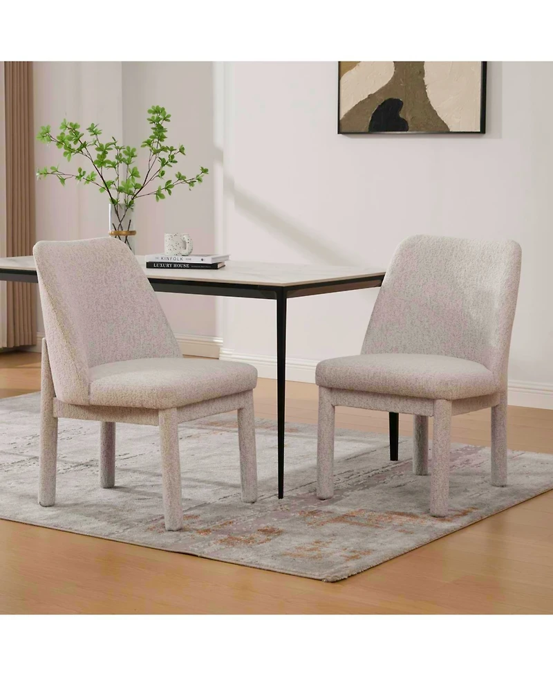 Streamdale Furniture Modern Minimalist Chenille Dining Chair Set (Set of 2) - Beige