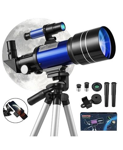 Telescope 70mm Aperture 300mm Az Mount Telescope with Stand and Phone Adapter for Kids, Adults and Beginners