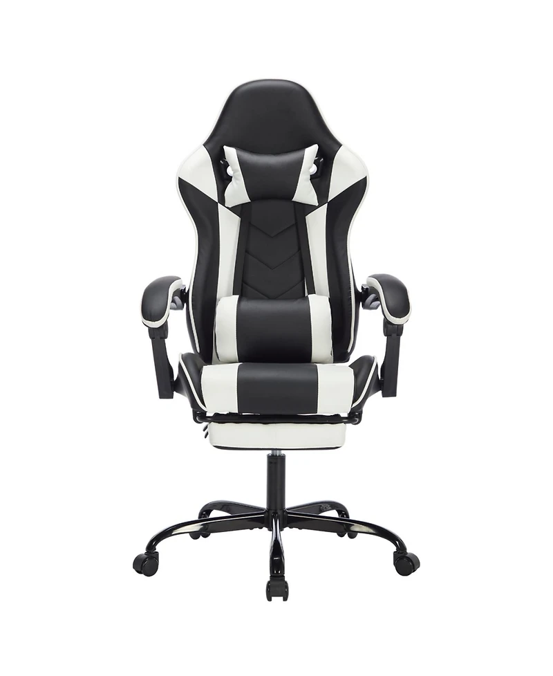 Streamdale Gaming Chair with Footrest, Ergonomic Computer Chair, Black White