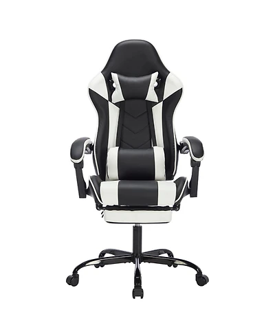 Streamdale Gaming Chair with Footrest, Ergonomic Computer Chair, Black White