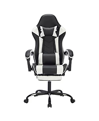 Streamdale Gaming Chair with Footrest, Ergonomic Computer Chair, Black White