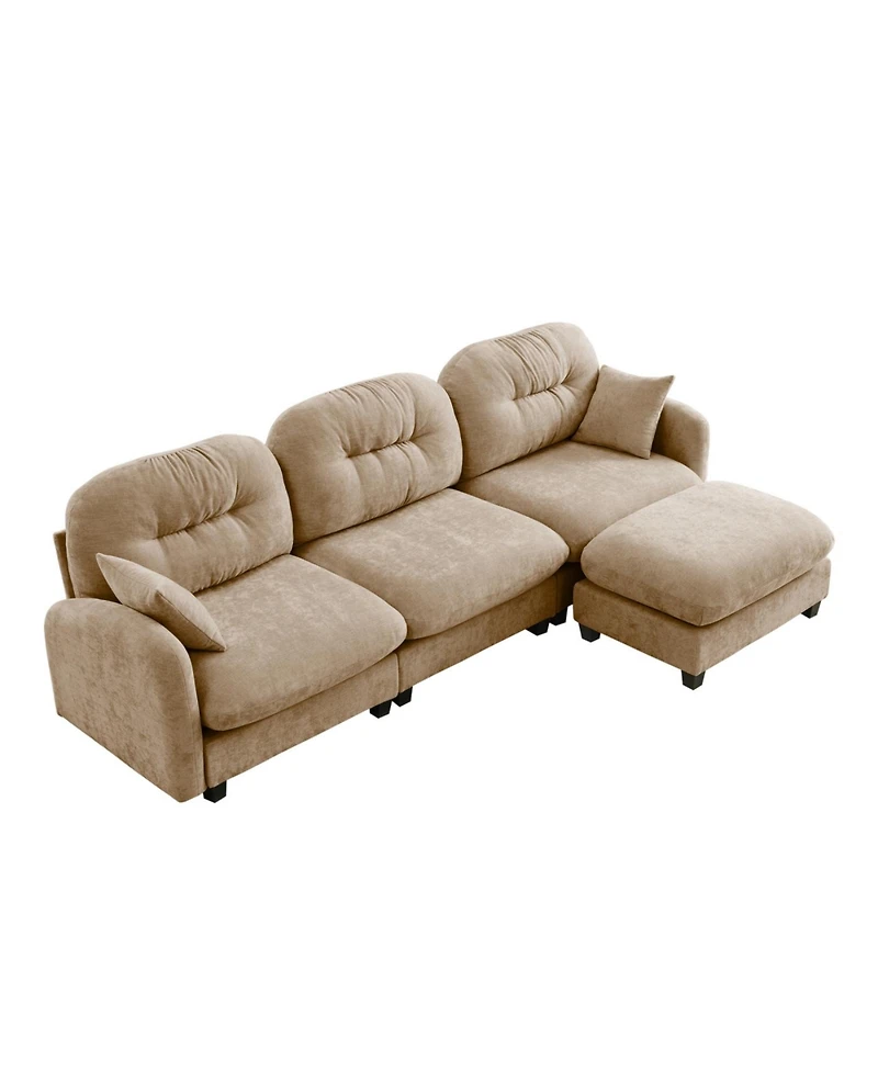 Streamdale Furniture Streamdale Modular Sectional L-Shaped Couch with Ottoman in Camel Chenille