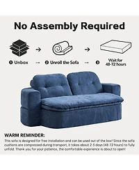 Streamdale Furniture Streamdale Modern Floor Sofa with 2 Pillows, Convertible Corduroy Sleeper Sofa Bed
