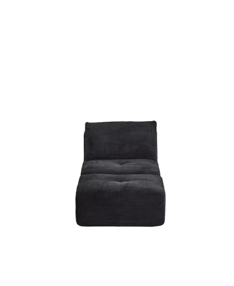 Streamdale Furniture Streamdale Modern Memory Foam Single Chaise Longue Sofa, Pet-Friendly Corduroy, Black