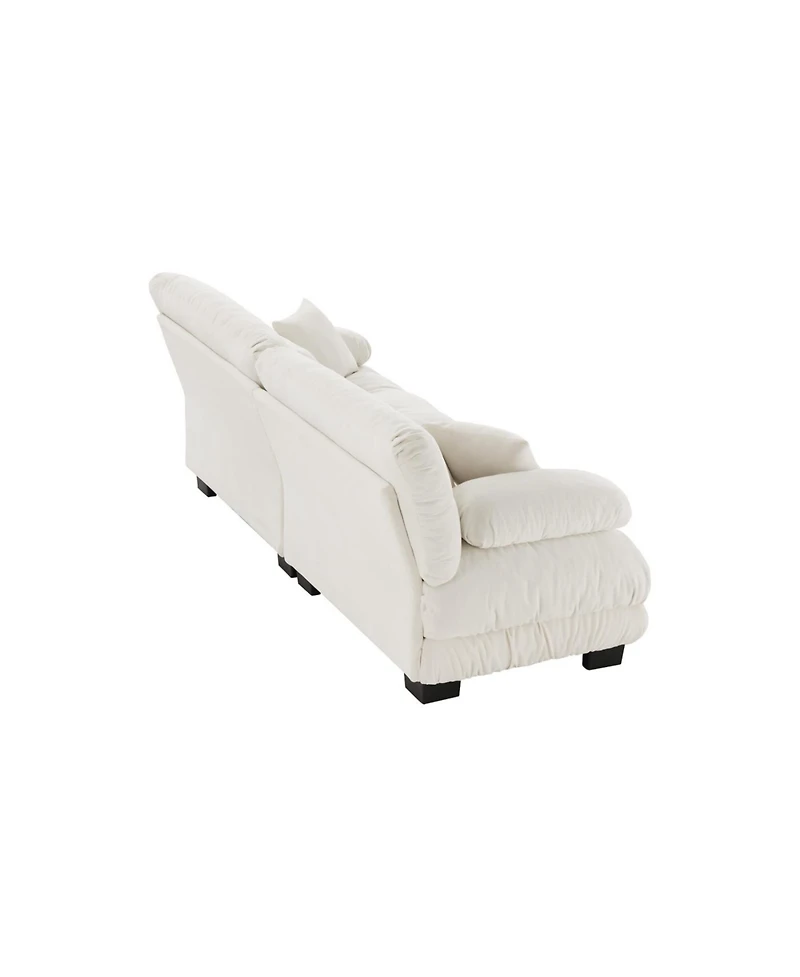 Streamdale Furniture Streamdale Cloud Couch 2 Seater Sofa, Chenille White with Lumbar & Throw Pillows