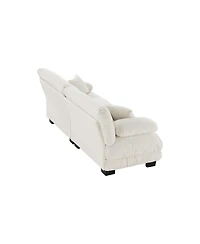 Streamdale Furniture Streamdale Cloud Couch 2 Seater Sofa, Chenille White with Lumbar & Throw Pillows
