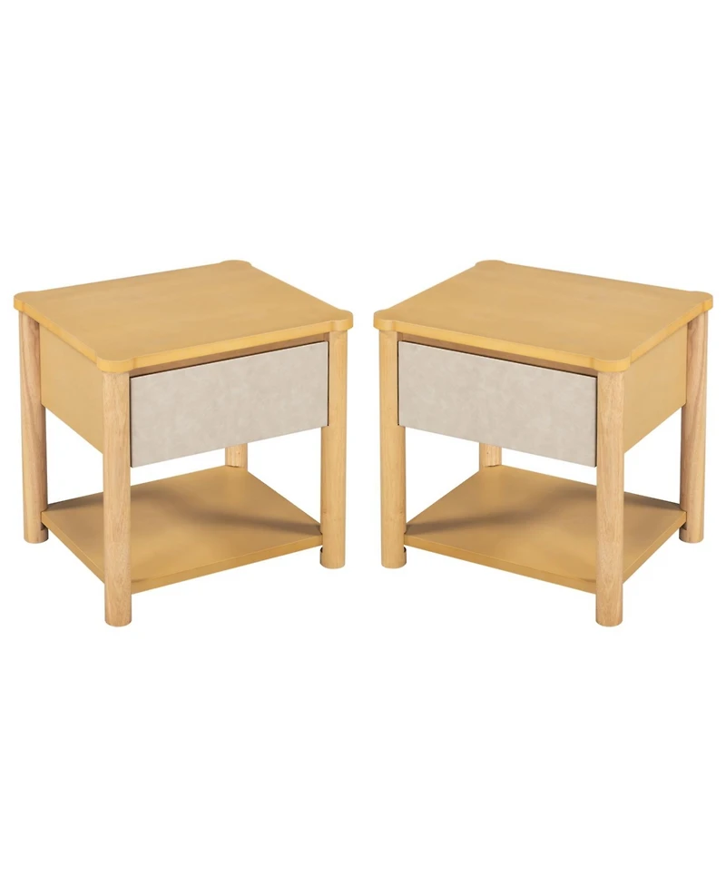 Streamdale Furniture Streamdale Wood Nightstand, Modern Bedside Table with Drawer (Set of 2