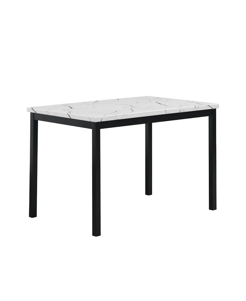 Streamdale Furniture 5-Piece Metal Dinette Set with Laminated Off-white Faux Marble Top, 4 Red Chairs