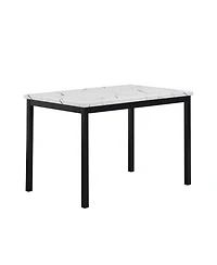 Streamdale Furniture 5-Piece Metal Dinette Set with Laminated Off-white Faux Marble Top, 4 Red Chairs