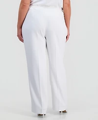 Kasper Plus High-Rise Straight-Leg Pants