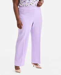 Kasper Plus Stretch Crepe Fly-Front Trousers