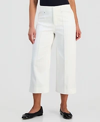 Jones New York Petite High-Rise Cropped Wide-Leg Pintucked Pants