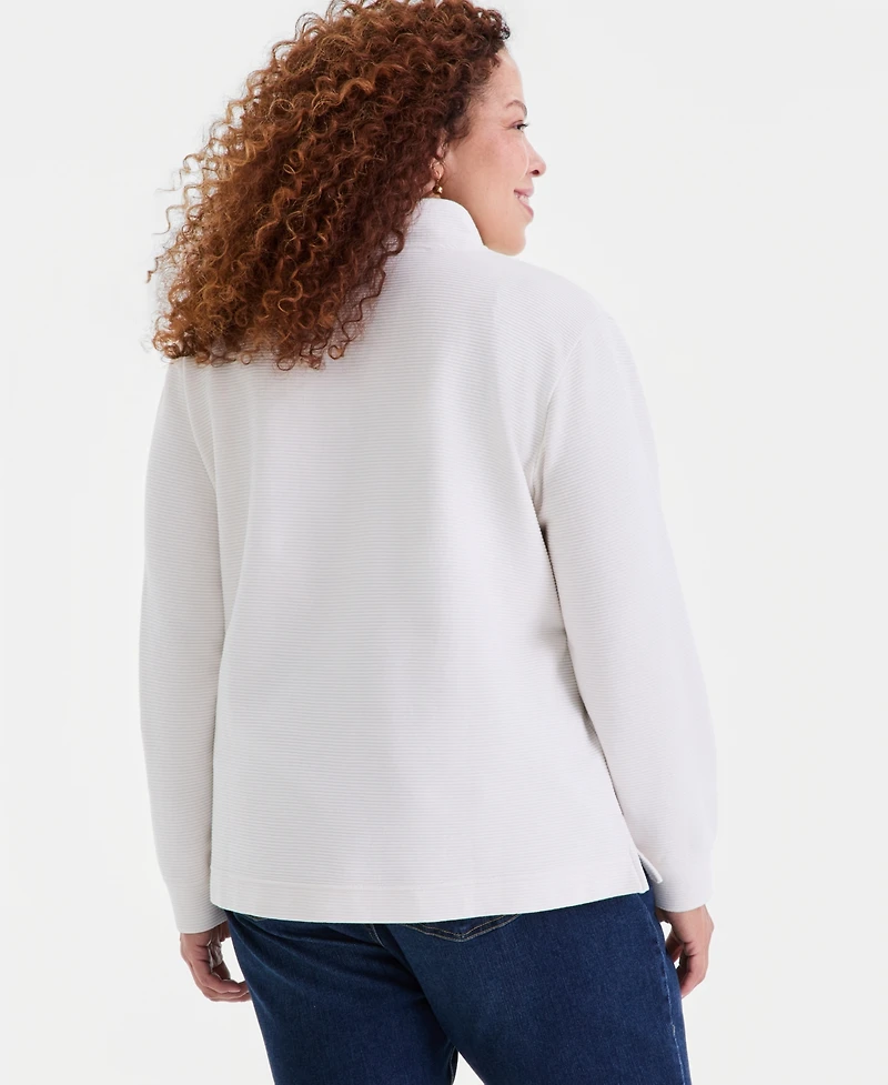 Style & Co Plus Corded Knit Mock Neck Sweatshirt, Macy's Exclusive