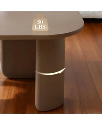 Streamdale Furniture 35.43" L-Shape Modern Coffee Table, Multi-layer Green Paint, Khaki