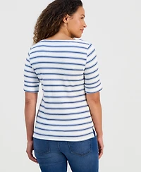 Style & Co Petite Boat-Neck Elbow-Sleeve Top, Macy's Exclusive