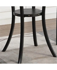 Streamdale Furniture 3-Piece 36" Round Espresso Bar Table w/ 2 Gray Nail Head Pub Chairs